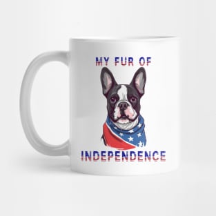 Boston Terrier Funny USA Flag 4th of July Fur Of Independence Mug